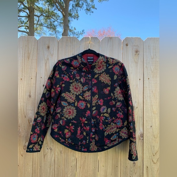 Nomadic Traders Womens Size Small Black Silk Button Jacket Light spring summer - Picture 1 of 6